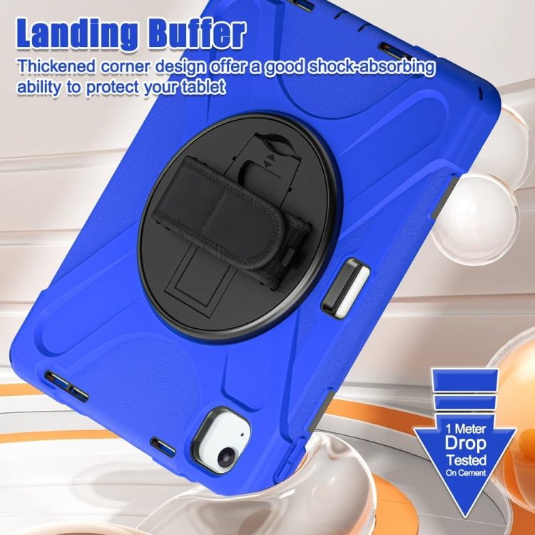 For iPad Air 11 2024 / Air 11 2025 Rotatable Holder Silicone Hybrid PC Tablet Case with Shoulder Strap(Blue) by buy2fix