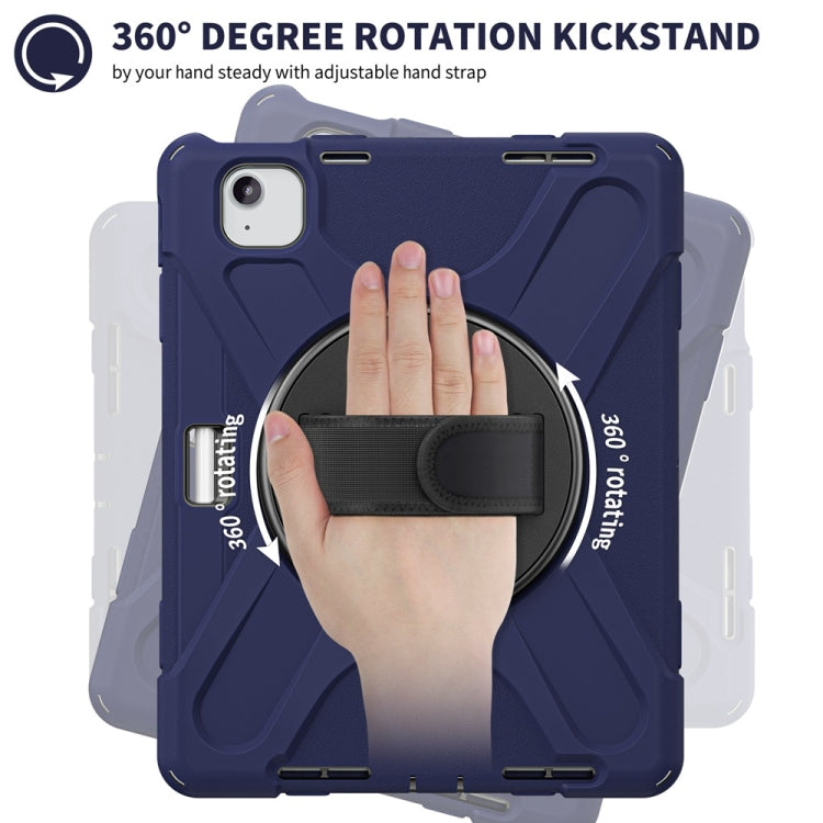 For iPad Air 11 2024 / Air 11 2025 Rotatable Holder Silicone Hybrid PC Tablet Case with Shoulder Strap(Navy Blue) - iPad Air 11 2025 / 2024 Cases by buy2fix | Online Shopping UK | buy2fix