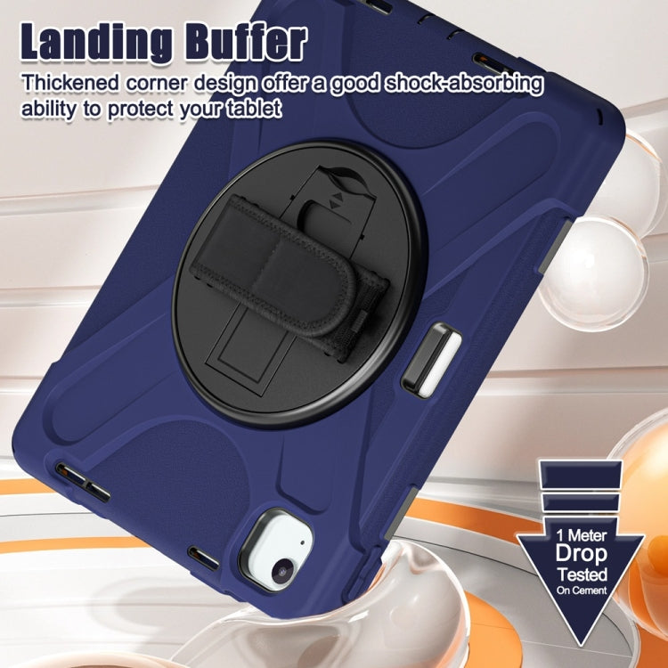 For iPad Air 11 2024 / Air 11 2025 Rotatable Holder Silicone Hybrid PC Tablet Case with Shoulder Strap(Navy Blue) - iPad Air 11 2025 / 2024 Cases by buy2fix | Online Shopping UK | buy2fix
