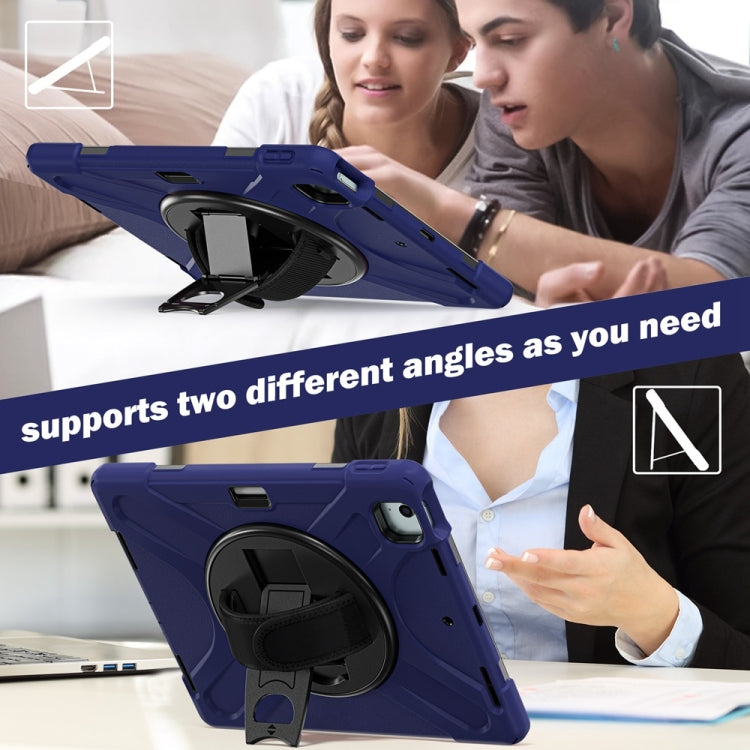 For iPad Air 13 2024 / Air 13 2025 Rotatable Holder Silicone Hybrid PC Tablet Case with Shoulder Strap(Navy Blue) - iPad Air 13 2025 / 2024 Cases by buy2fix | Online Shopping UK | buy2fix