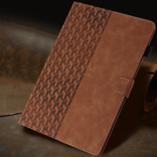 For Samsung Galaxy Tab A11 / A9 Building Blocks Embossed Leather Tablet Case(Brown) by buy2fix