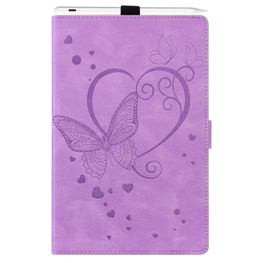 For iPad Pro 11 2025 / 2024 Love Butterfly Embossed Leather Tablet Case(Purple) by buy2fix