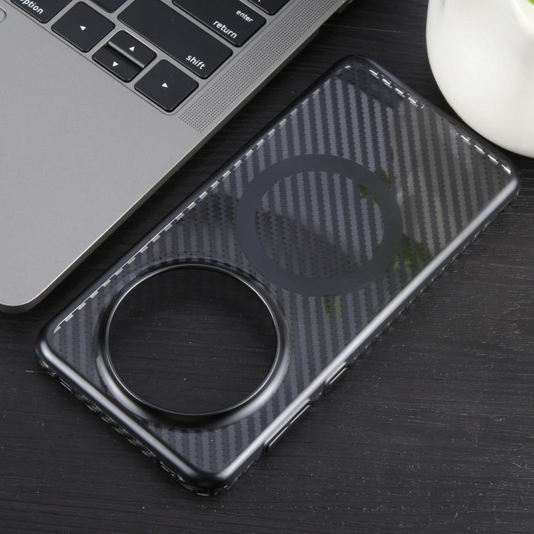 For Huawei Mate 60 6D Plated Carbon Fiber Clear Magsafe PC Phone Case(Starry Black) by buy2fix