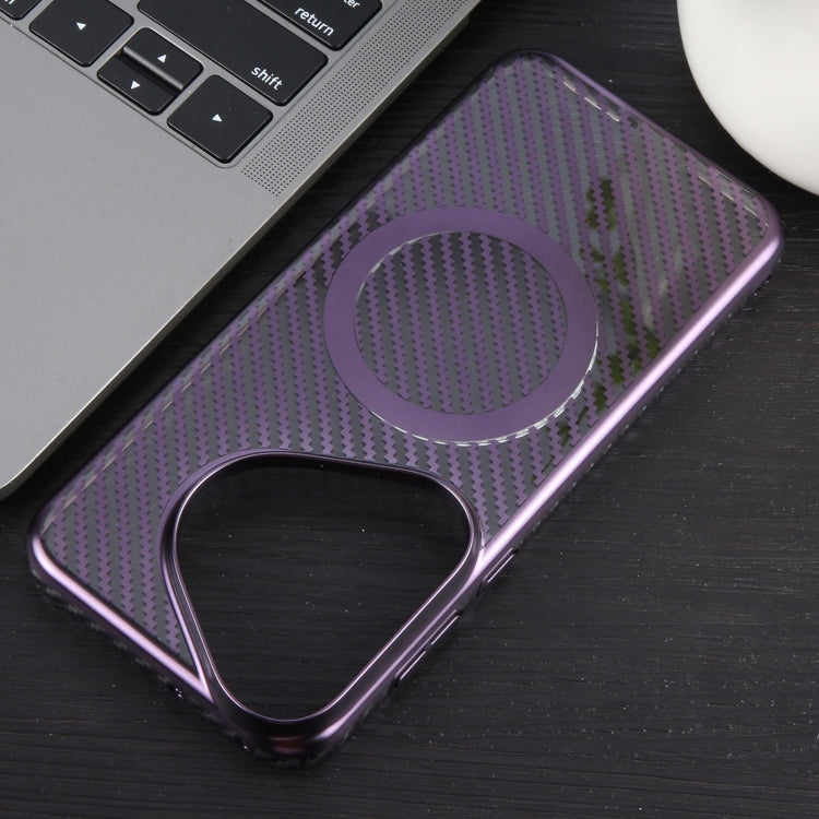 For Huawei Pura 70 Pro /70 Pro+ 6D Plated Carbon Fiber Clear Magsafe PC Phone Case(Aurora Purple) by buy2fix