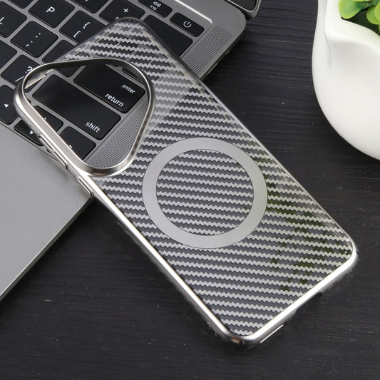 For Huawei Pura 70 6D Plated Carbon Fiber Clear Magsafe PC Phone Case(Titanium Grey) by buy2fix