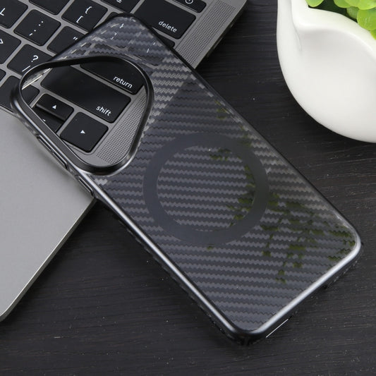 For Huawei Pura 70 6D Plated Carbon Fiber Clear Magsafe PC Phone Case(Starry Black) by buy2fix