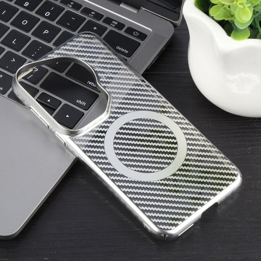 For Huawei Pura 70 Ultra 6D Plated Carbon Fiber Clear Magsafe PC Phone Case(Starlight Silver) by buy2fix