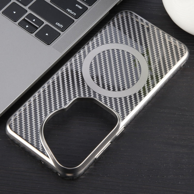 For Huawei Pura 70 Ultra 6D Plated Carbon Fiber Clear Magsafe PC Phone Case(Titanium Grey) by buy2fix
