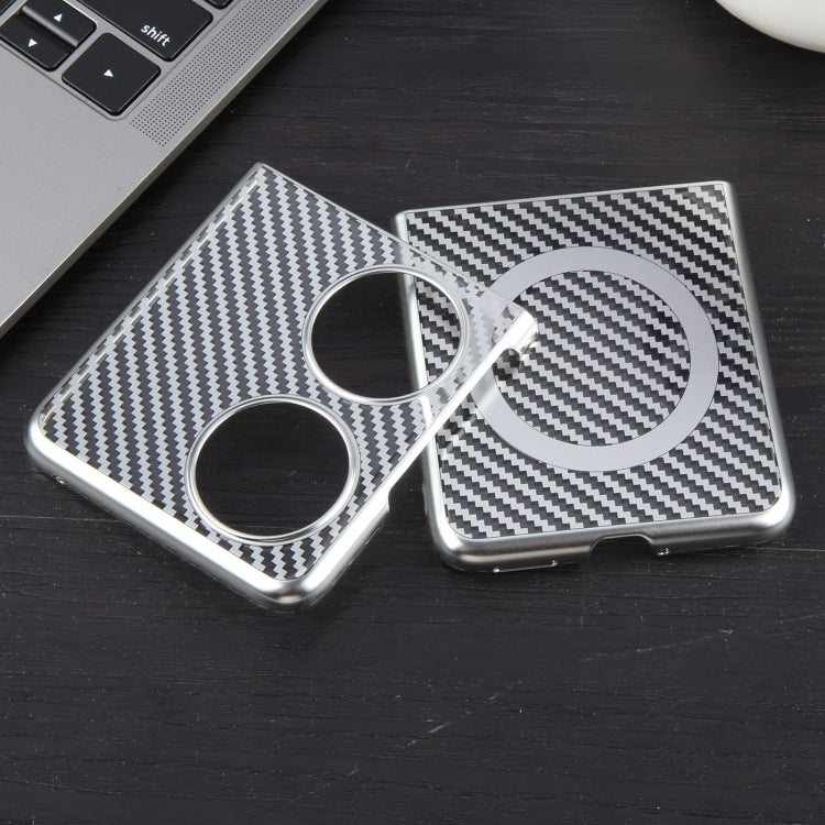For Huawei Pocket 2 6D Plated Carbon Fiber Clear Magsafe PC Phone Case(Starlight Silver) by buy2fix