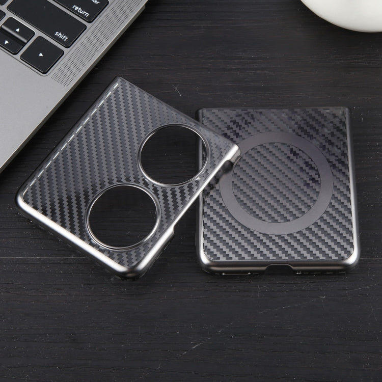 For Huawei Pocket 2 6D Plated Carbon Fiber Clear Magsafe PC Phone Case(Titanium Grey) by buy2fix