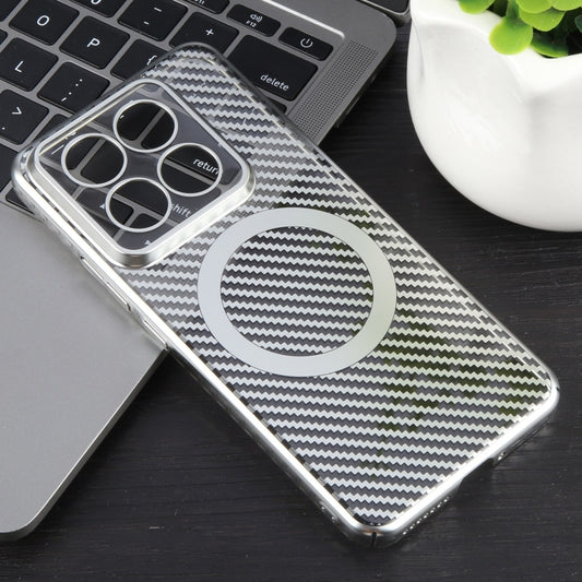 For Xiaomi 14 Pro 6D Plated Carbon Fiber Clear Magsafe PC Phone Case(Starlight Silver) by buy2fix
