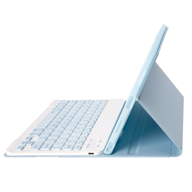 For iPad Pro 11 2024 A13B Lambskin Texture Bluetooth Touch Keyboard Leather Tablet Case with Pen Slot(Light Blue) - For iPad Pro by buy2fix | Online Shopping UK | buy2fix