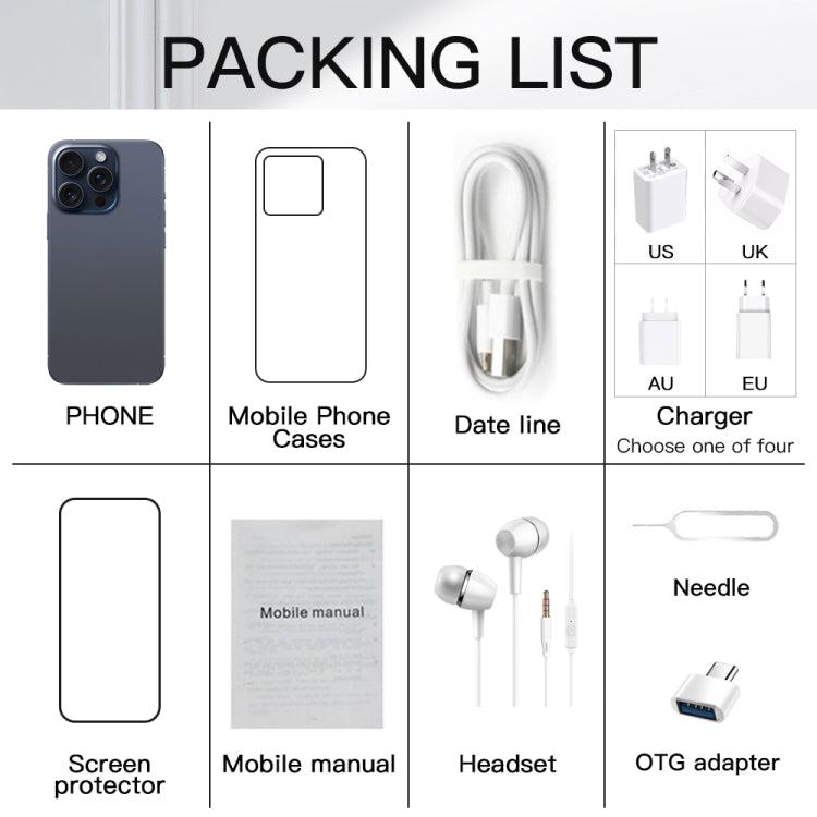 i15 Pro Max / Q5A, 6GB+128GB, 6.5 inch Screen, Face Identification, Android 10 MTK6762 Octa Core, OTG, NFC, Network: 4G, Dual SIM(Titanium White) by buy2fix