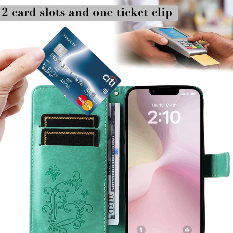 For iPhone 16e 3D Butterfly Embossed Pattern Flip Leather Phone Case(Green) by buy2fix