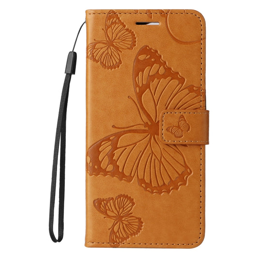 For iPhone 16 Plus 3D Butterfly Embossed Pattern Flip Leather Phone Case(Yellow) by buy2fix