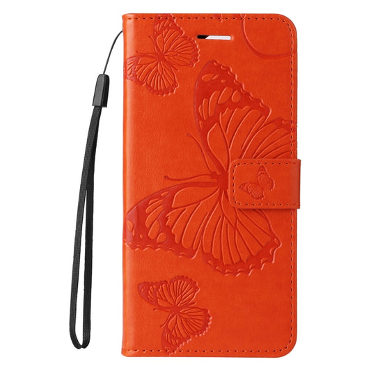 For iPhone 16 Pro 3D Butterfly Embossed Pattern Flip Leather Phone Case(Orange) by buy2fix