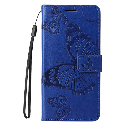 For iPhone 16 Pro Max 3D Butterfly Embossed Pattern Flip Leather Phone Case(Blue) by buy2fix