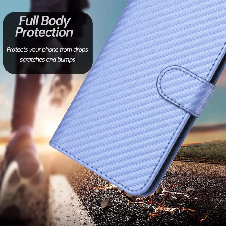 For OnePlus 12 YX0070 Carbon Fiber Buckle Leather Phone Case with Lanyard(Light Purple) by buy2fix
