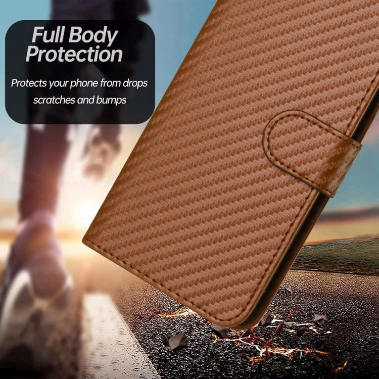For Motorola Edge 5G 2024 YX0070 Carbon Fiber Buckle Leather Phone Case with Lanyard(Coffee) by buy2fix