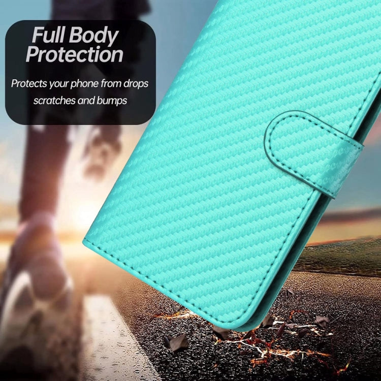 For Motorola Moto G Stylus 5G 2024 YX0070 Carbon Fiber Buckle Leather Phone Case with Lanyard(Light Blue) by buy2fix