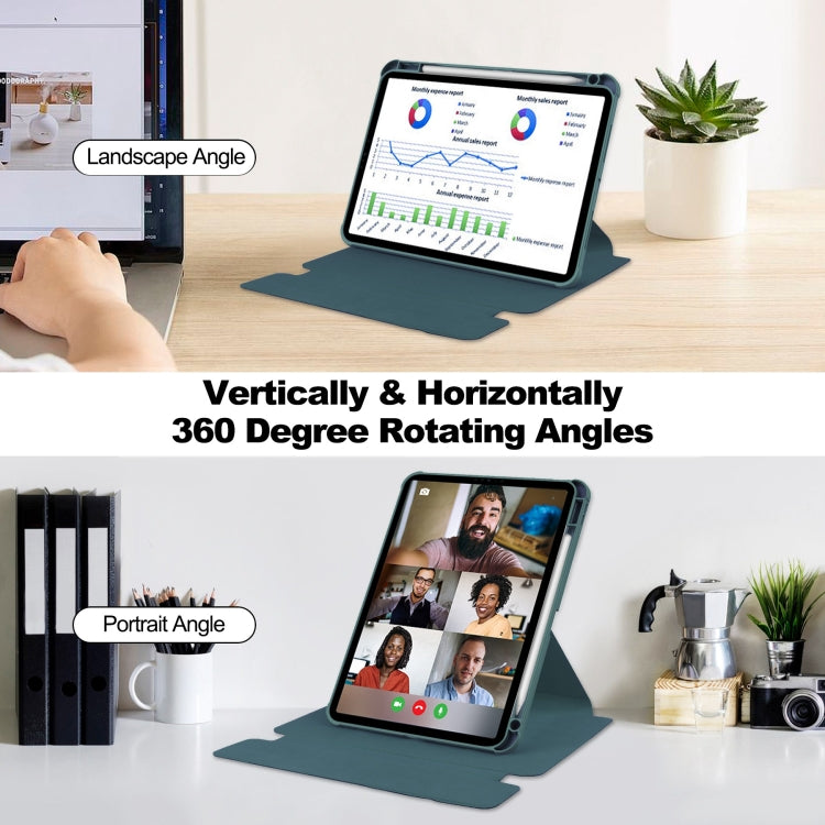 For iPad Air 11 2025 / 2024 Transparent Rotation Smart Leather Tablet Case(Dark Green) by buy2fix