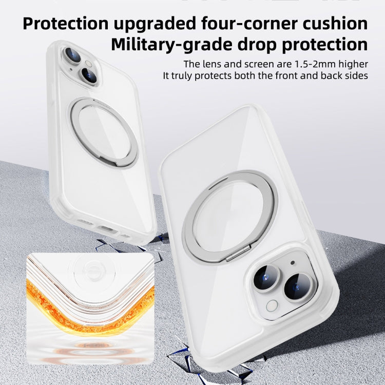 For iPhone 13 Pro Max MagSafe Holder PC Hybrid TPU Phone Case(Transparent White) by buy2fix