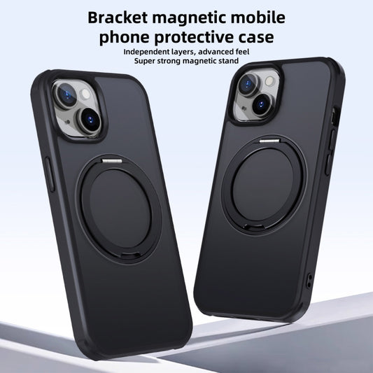 For iPhone 15 MagSafe Holder PC Hybrid TPU Phone Case(Matte Black) by buy2fix