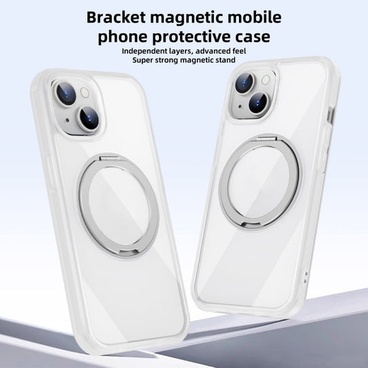 For iPhone 15 MagSafe Holder PC Hybrid TPU Phone Case(Transparent White) - iPhone 15 Cases by buy2fix | Online Shopping UK | buy2fix