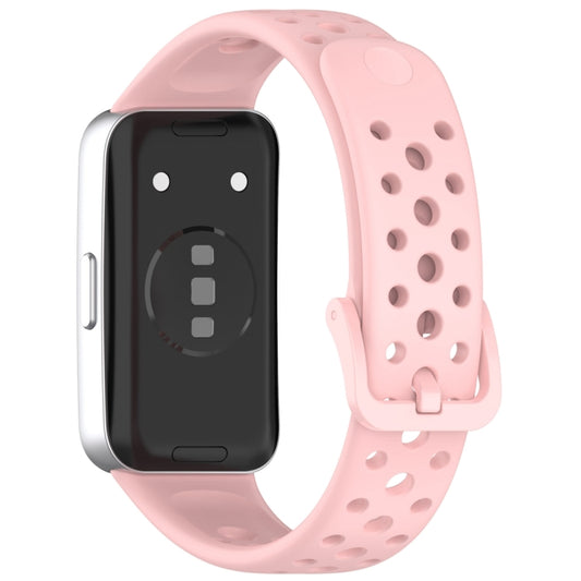 For Huawei Band 10 / 9 / 8 Round Hole Nail Button Silicone Watch Band(Pink) by buy2fix