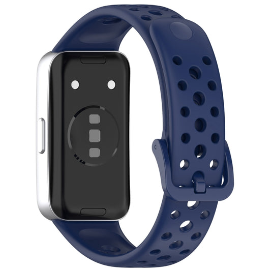 For Huawei Band 10 / 9 / 8 Round Hole Nail Button Silicone Watch Band(Dark Blue) by buy2fix