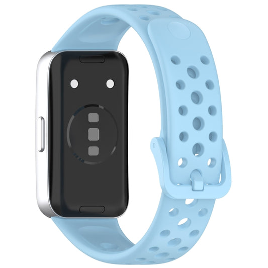 For Huawei Band 10 / 9 / 8 Round Hole Nail Button Silicone Watch Band(Light Blue) by buy2fix