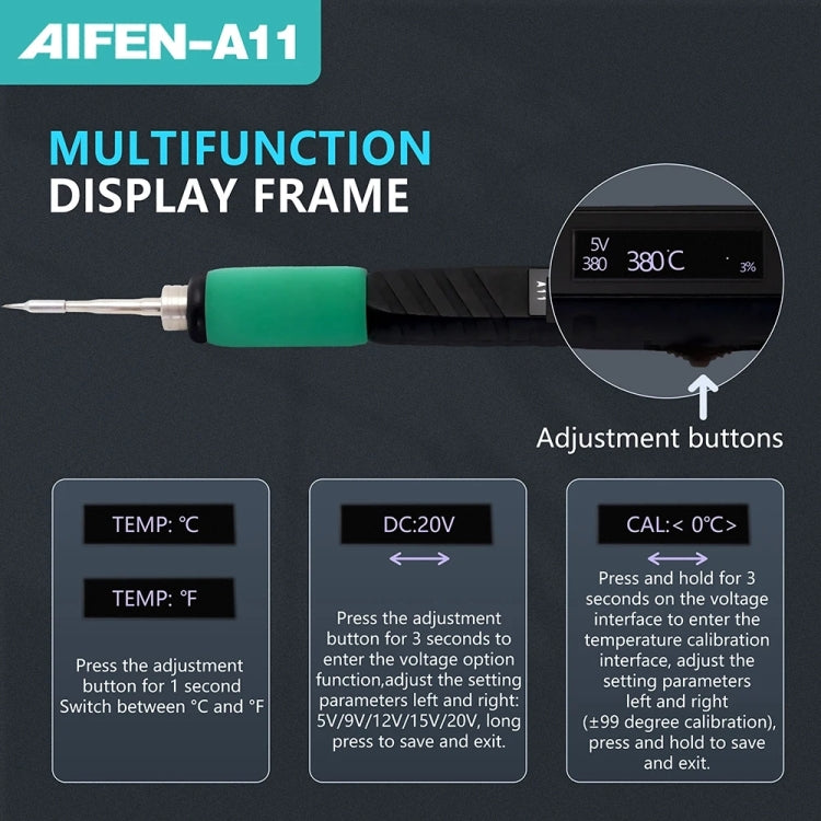 Aifen A11 Portable USB Charging Soldering Station with C210 Handle, US Plug by buy2fix