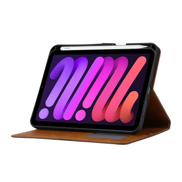 For iPad mini 2024 Calf Texture Double Fold Clasp Horizontal Flip Leather Smart Tablet Case(Brown) - iPad mini 2024 Cases by buy2fix | Online Shopping UK | buy2fix