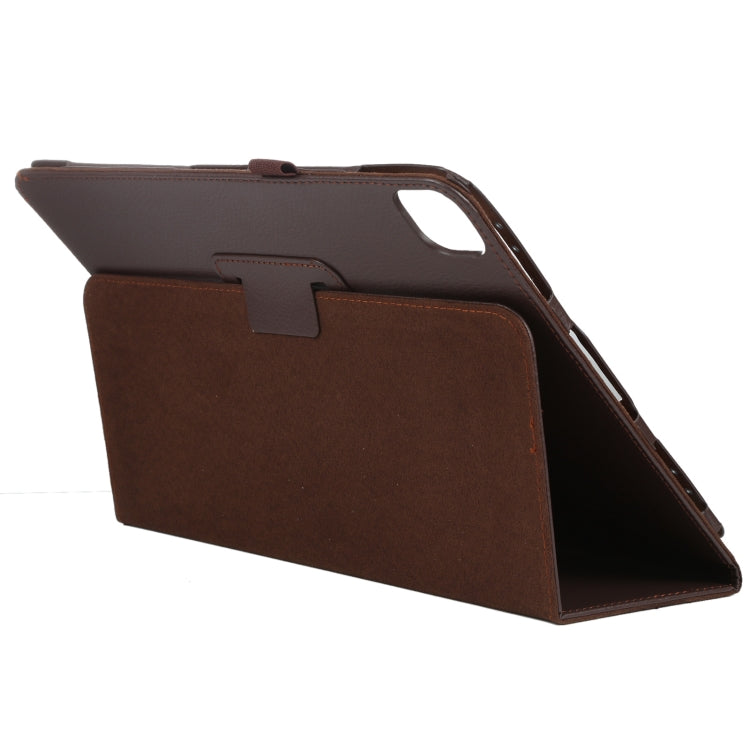For iPad Air 11 2025 / 2024 Litchi Texture Solid Color Leather Tablet Case(Brown) by buy2fix
