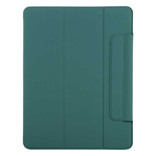 For iPad Pro 13 2025 / 2024 Double-sided Clip Fixed Buckle Magnetic PU Leather Smart Tablet Case(Dark Green) by buy2fix