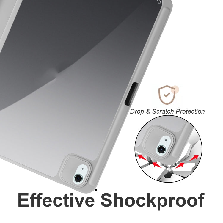 For iPad Air 11 2024 / 2025 Acrylic 3-folding Smart Leather Tablet Case(Gray) by buy2fix