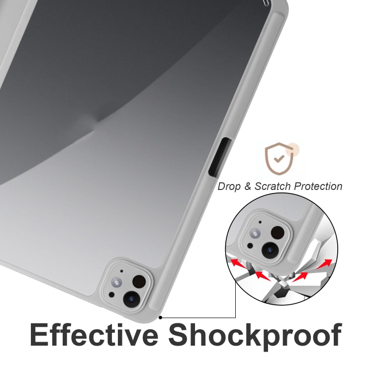 For iPad Pro 13 2025 / 2024 Acrylic 3-folding Smart Leather Tablet Case(Gray) by buy2fix