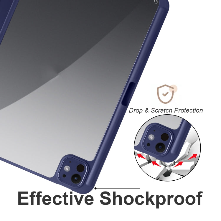 For iPad Pro 13 2025 / 2024 Acrylic 3-folding Smart Leather Tablet Case(Dark Blue) by buy2fix
