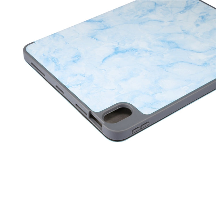 For iPad Air 11 2024 / 2025 Three-fold Marble Texture Protective Tablet Case with Pen Slot(Blue) - iPad Air 11 2025 / 2024 Cases by buy2fix | Online Shopping UK | buy2fix