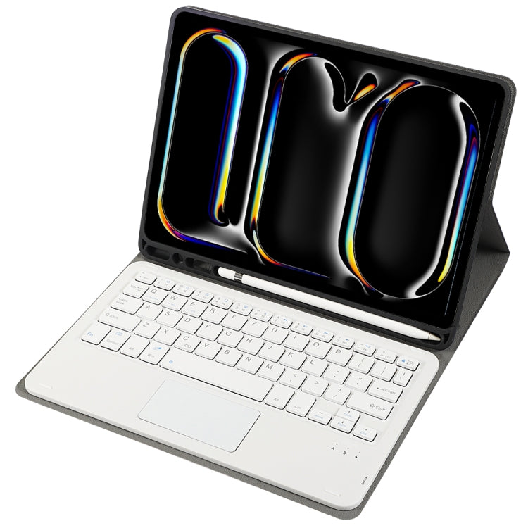 For iPad Pro 11 2024 A13B-A Lambskin Texture Bluetooth Touch Square Keyboard Leather Tablet Case with Pen Slot(Rose Gold) by buy2fix