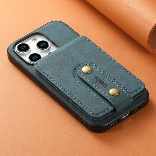 For iPhone 14/13 Denior D14 NK Retro Pattern MagSafe Magnetic Card Holder Leather Phone Case(Blue) by Denior