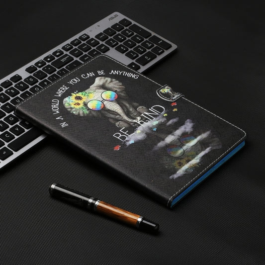 For iPad Pro 11 2025 / 2024 Coloured Drawing Stitching Smart Leather Tablet Case(Glasses Elephant) by buy2fix