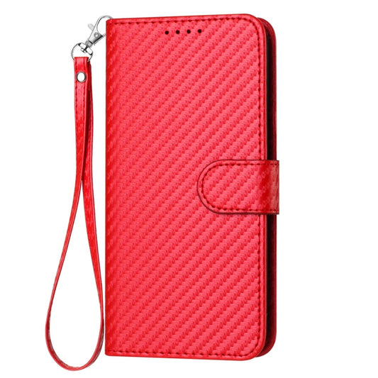 For Xiaomi Redmi K70 / K70 Pro YX0070 Carbon Fiber Buckle Leather Phone Case with Lanyard(Red) by buy2fix