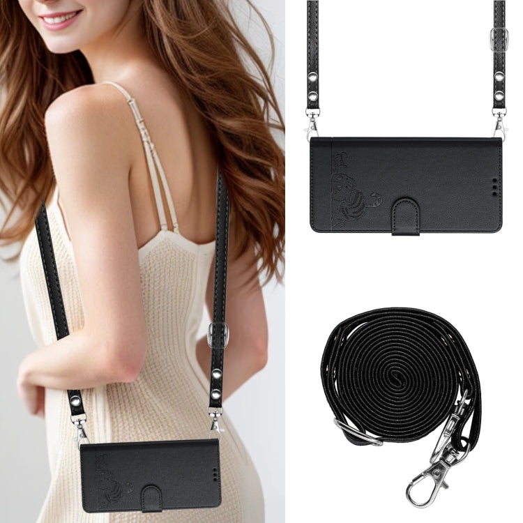 For OnePlus Nord CE 2 Lite Cat Rat Embossed Pattern RFID Leather Phone Case with Lanyard(Black) by buy2fix