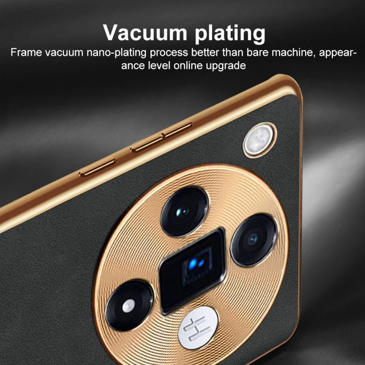 For OPPO Reno11 Pro Global Electroplating Lambskin Leather Phone Case(Blue) by buy2fix