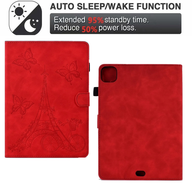 For iPad Pro 11 2025 / 2024 Tower Embossed Leather Smart Tablet Case(Red) by buy2fix