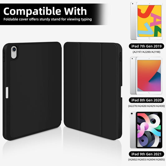 For iPad Air 5 / 4 3-fold TPU Smart Leather Tablet Case with Pen Slot(Black) - iPad Air (2022) / (2020) 10.9 Cases by buy2fix | Online Shopping UK | buy2fix
