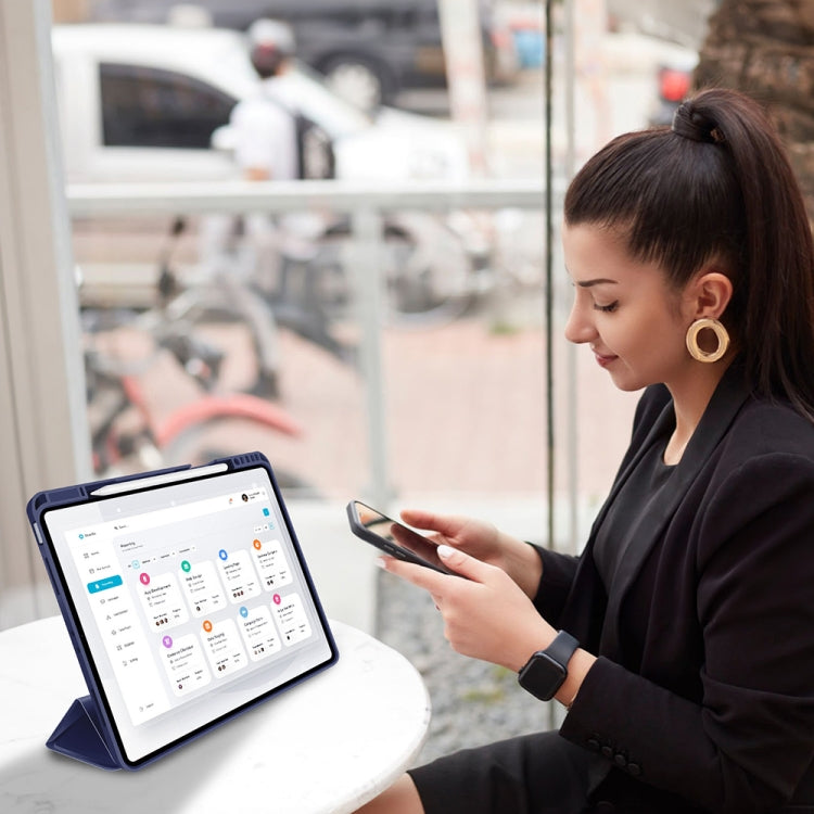 For iPad Pro 11 2022 / 2021 / 2020 3-fold TPU Smart Leather Tablet Case with Pen Slot(Royal Blue) - iPad Pro 11 (2022/2021) Cases by buy2fix | Online Shopping UK | buy2fix