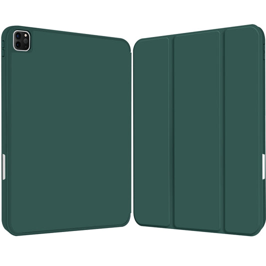 For iPad Pro 12.9 3-fold TPU Smart Leather Tablet Case with Pen Slot(Dark Green) - iPad Pro 12.9 (2020) Cases by buy2fix | Online Shopping UK | buy2fix