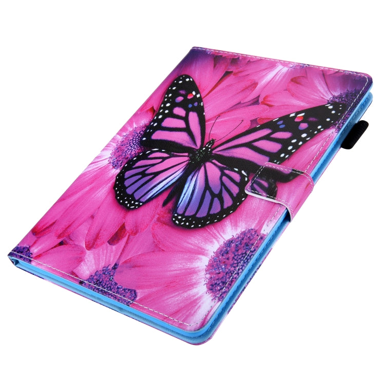 For iPad Pro 11 2025 / 2024 Colored Drawing Leather Smart Tablet Case(Red Flower Pink Butterfly) by buy2fix